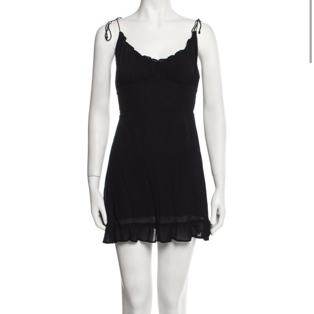 Reformation V Neck Mini Elegant Black Sleeveless Dress M 6